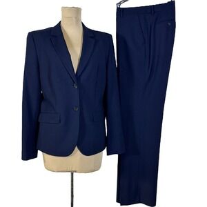 Brooks Brothers Woman's Sz 10 2 Piece Suit Navy Blue Tollegno 1900 Italian Wool